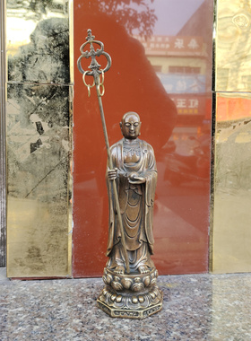 黄铜佛堂仿古地藏王菩萨铜像摆件