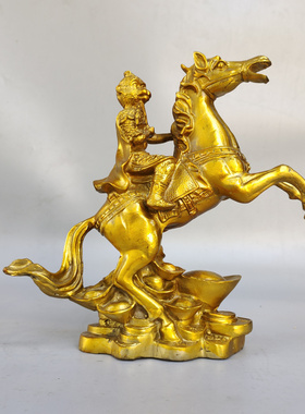 黄铜招财中式马上封侯令旗摆件