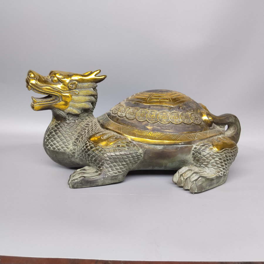 大号铜龙龟摆件招财家居客厅八卦龙头金钱龟聚财铜龟乌龟风水装饰