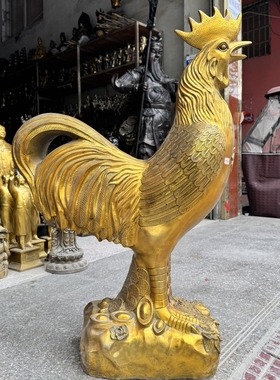 高1米大公鸡摆件大号铜鸡福字鸡