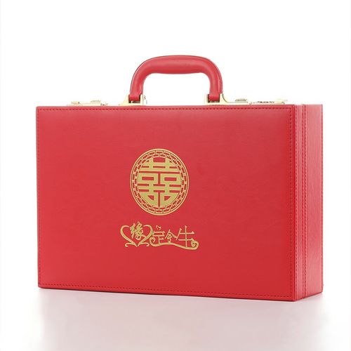 定亲彩礼钱盒订婚红n包提亲聘礼钱盒子婚礼婚庆用品带密码锁礼金