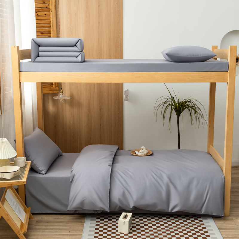 学生宿舍床上用品3三件s套纯棉女高中生女生男生纯色蓝色天蓝浅蓝