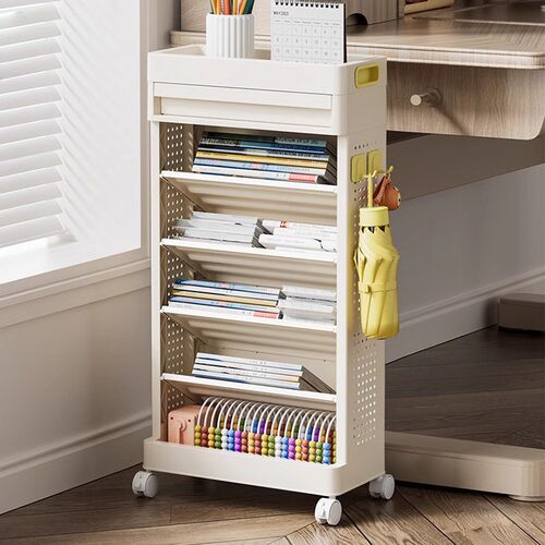 移动书架多层放桌l边收纳落地置物架学生教室学习课桌侧边旁书本