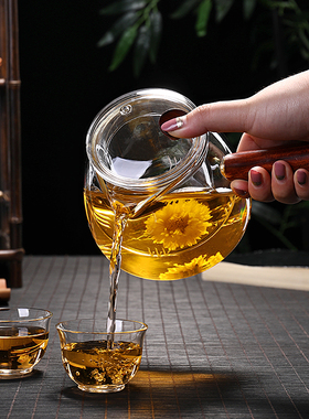 耐高温玻璃侧把蒸煮o两用茶壶耐热加厚花茶泡茶器大号电陶炉烧水