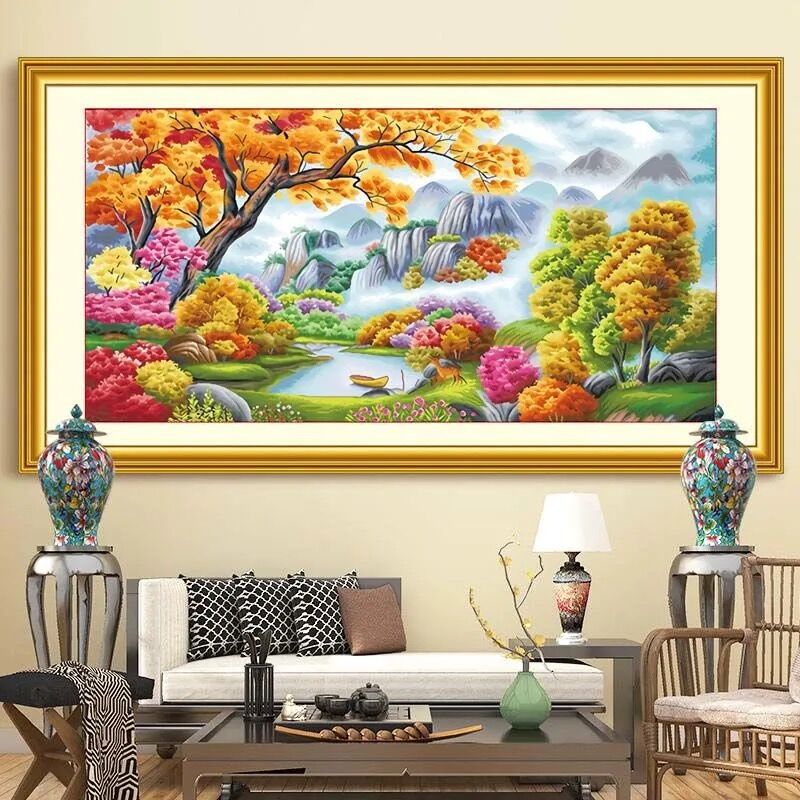 十字绣世外桃源2021新款客厅满C绣线绣浪漫风景手工自己绣中格棉