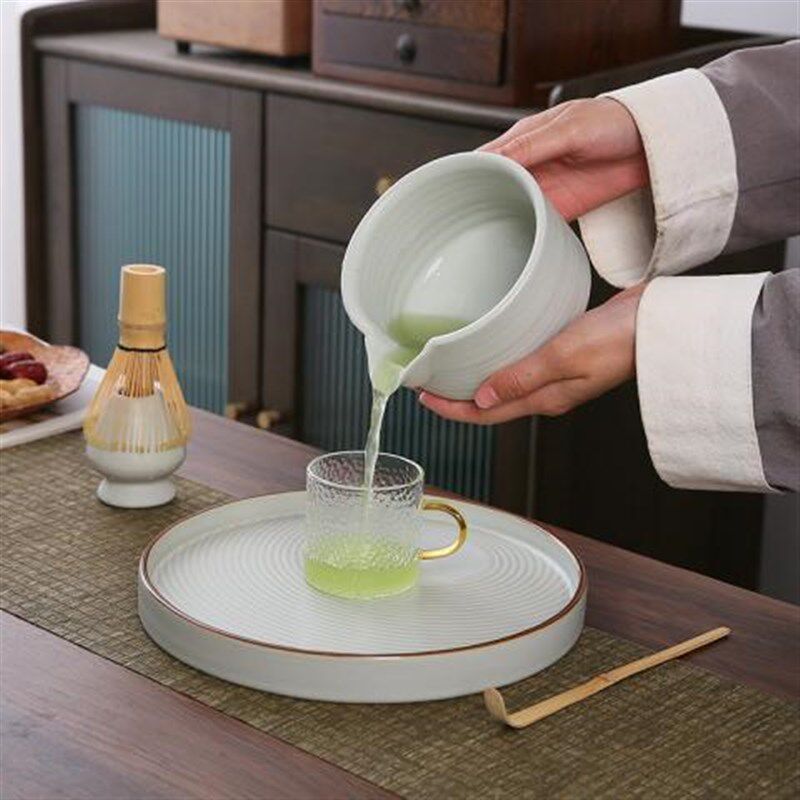 茶筅竹抹茶刷子工具茶碗带导流嘴茶具套装陶瓷T盘茶道配件器具