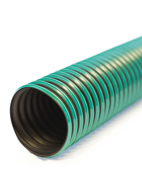 黑色带绿色条纹热塑性橡胶螺旋钢丝加强抽吸高Q温气体通风软管热