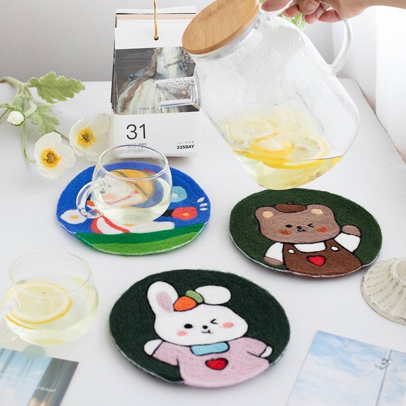羊毛毡戳戳乐手工DIY材料包可爱卡通12星座杯S垫隔热垫闺蜜礼物,居家布艺,缝纫DIY材料套装,淘宝优惠券,粉丝福利购,淘宝优惠卷