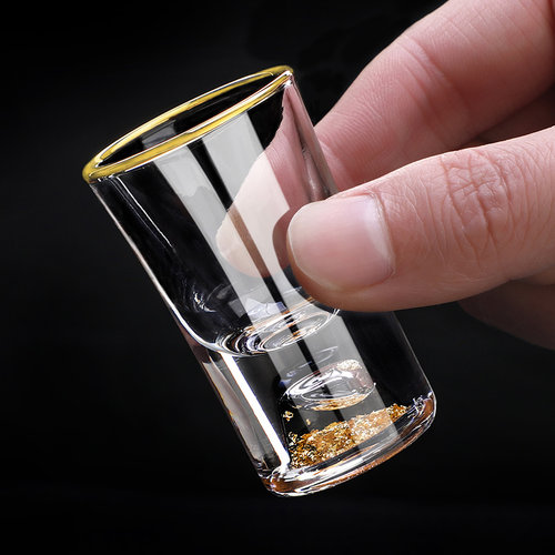 家用金箔高档酒具套装白r酒杯分酒器一口杯子弹杯小号玻璃酒盅奢