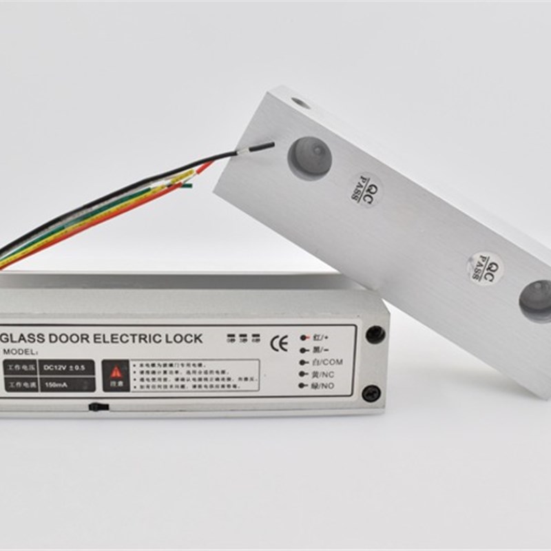上下无框玻璃f门电插锁上下无框锁铝合金玻璃门夹锁五芯低温电插