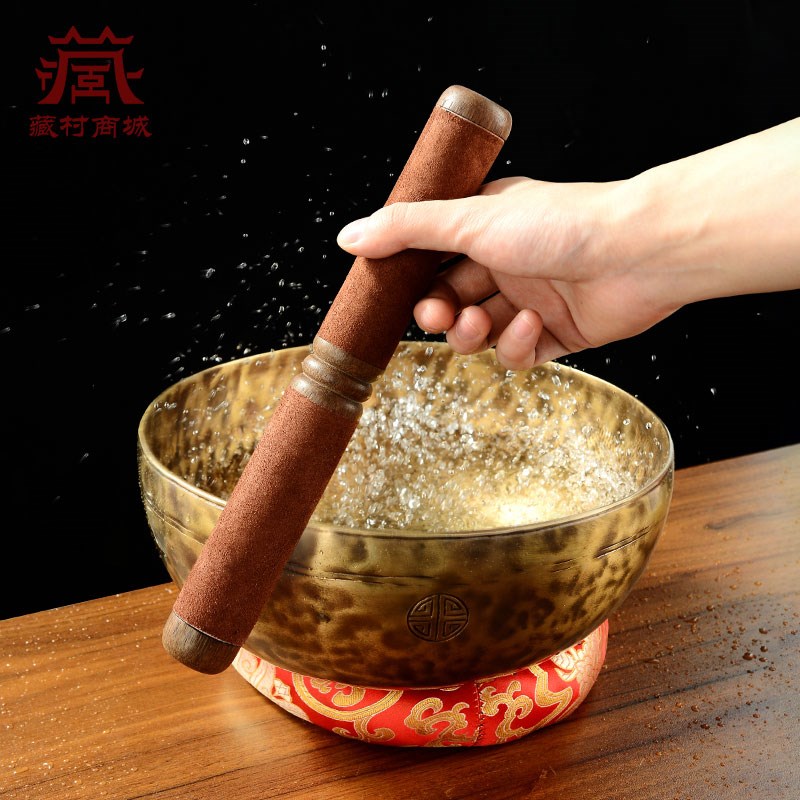 藏村敲钵用品音碗转棒敲棒钵锤颂钵Q槌桃木研棒铜罄棒