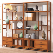 博古架实木新中式 茶叶货架展示柜茶室置物架子多宝阁茶具客厅摆件