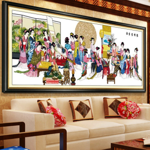 红楼群芳图十字绣十二金钗金叉琴棋书画红楼梦新款线绣客厅自己绣