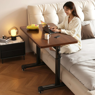 日本进口可移动卧室电脑桌升降床边桌家用简易办公桌长桌学生书桌