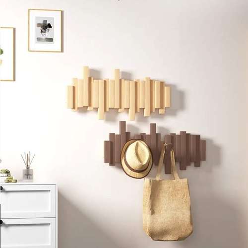 实木挂钩错落钢琴键式挂衣架创意木质入户墙壁挂架玄关收纳置物架