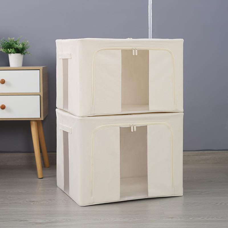 派士龙新款高级棉麻收纳箱防水防潮整理师家用衣物棉被钢架百纳箱