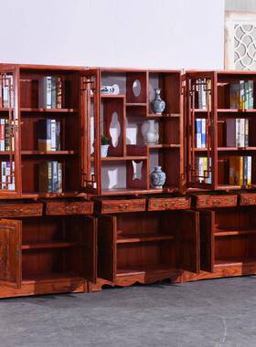 中实式木书架三组合书柜货物展架示古TKG柜榆木玩展示架置物架博