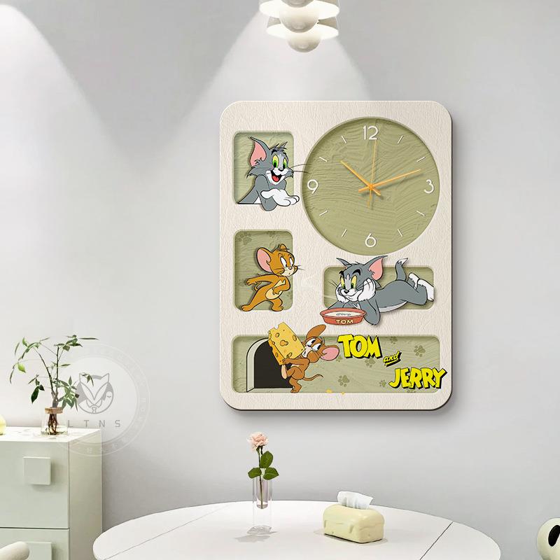 猫和老鼠电表箱装饰画带钟表奶油风竖版挂画家用美化遮丑遮挡电箱