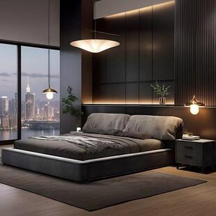 压大象耳朵主现卧大265床布艺床轻奢奶油风网红双床代简约气储人