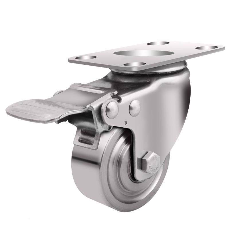 SSY创华锈寸4寸5寸04全不钢脚轮手推车万轱轮子实心不向锈钢辘