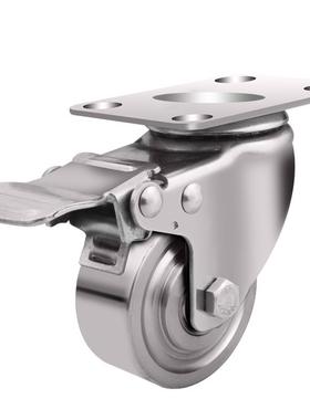 SSY创华锈寸4寸5寸04全不钢脚轮手推车万轱轮子实心不向锈钢辘