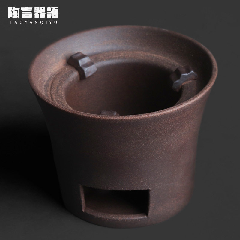 复古粗陶老岩泥炭火风炉中式茶道围炉炭火老式木炭烧水煮茶器单炉