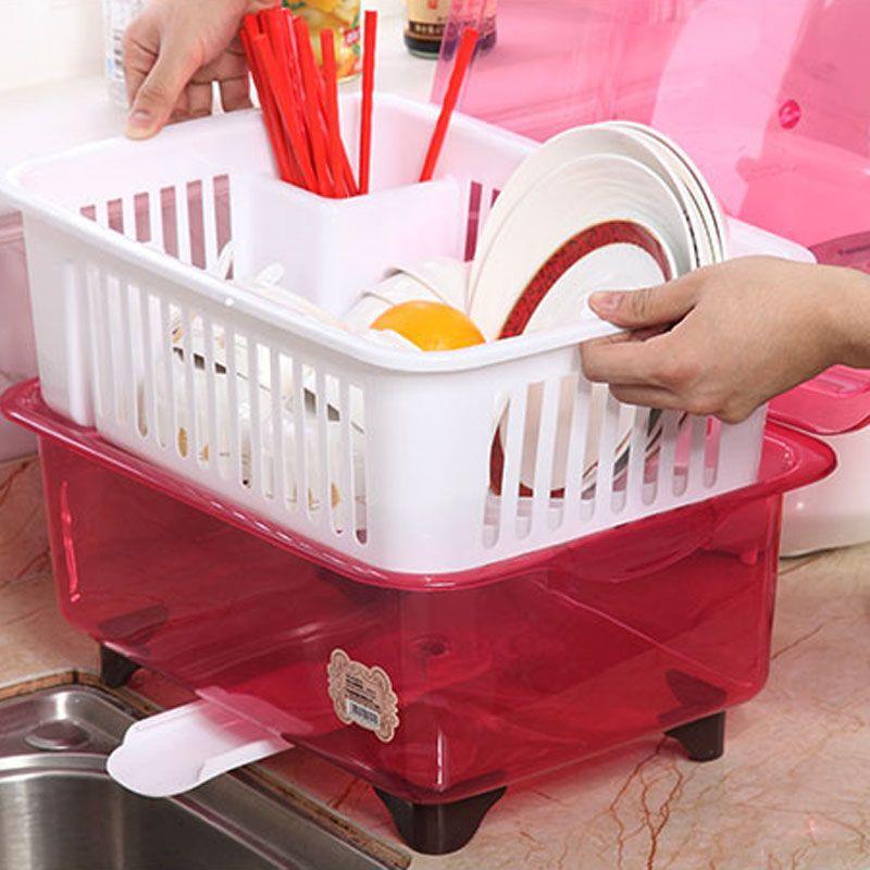 厨房大塑料碗柜收带无品牌/盖碗箱沥放水架家用餐号具滴水碗筷纳