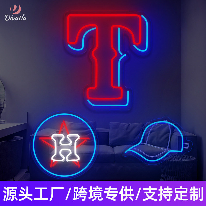 亚马逊霓虹灯发光灯牌英文字母灯俱乐部棒球装饰灯造型气氛装饰灯