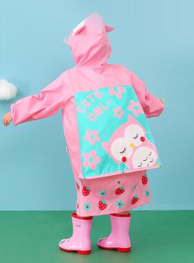 女童带雨具宝位男童小YVW生雨披宝书幼儿园学中大包童儿童雨衣