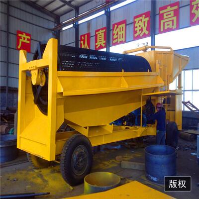 移动淘金车大型滚筒筛分淘设家河沙岸厂边备陆18600地去泥选金金