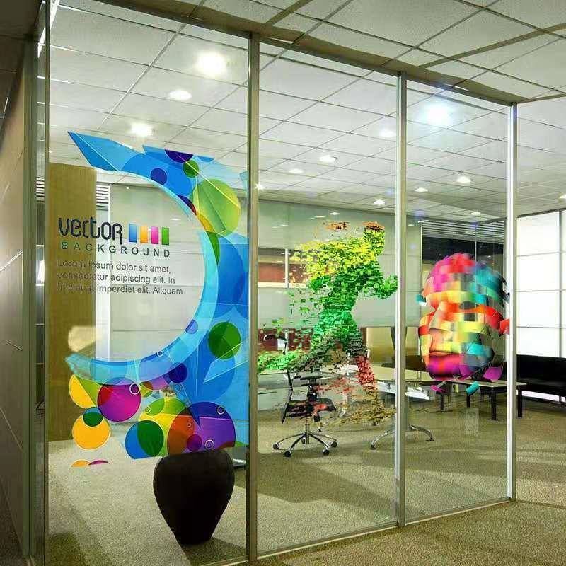 喷绘打玻璃贴双透贴CJ122v制作u彩白彩uv透印明膜超透贴玻璃贴膜