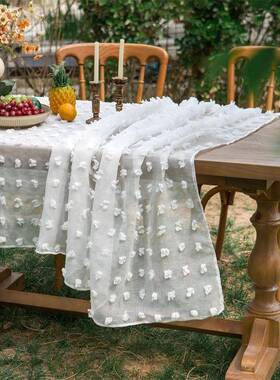 户遮野餐台布茶几巾防GVO尘布盖巾欧式田园蕾丝外艺长方形家用餐