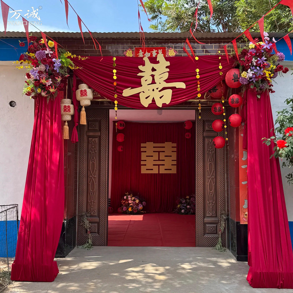新中式婚礼大门路引仿真玫瑰花