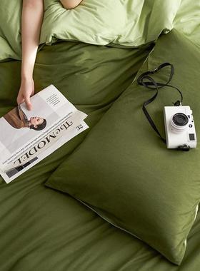 类婴儿级床针织天竺全棉四件套纯棉100棉简约被套ABKH床单笠床上