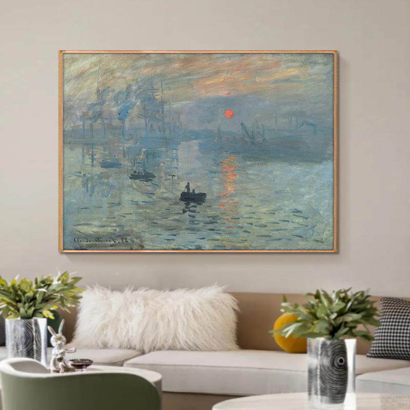 世界名画莫油画日出NGP印象客关厅餐卧厅玄走廊室挂奈画风景装饰