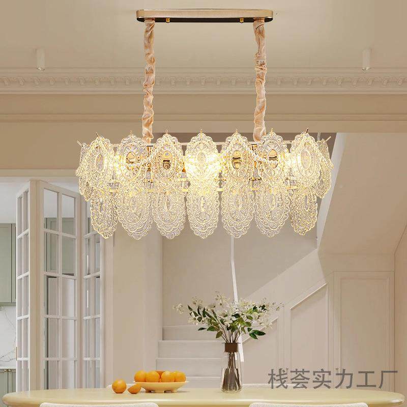 吊灯法式厅玻璃客吊灯全光谱护眼温漫馨浪山餐ITO厅卧室灯广东中