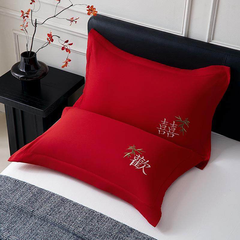 4结婚专用喜大红庆色枕头套婚一庆枕芯枕套一整套起一对装4820250