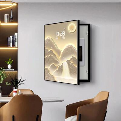 竖款流电表箱装饰画时钟万年历水XY843031厅生财新式餐强弱中电箱