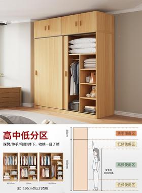 两推三衣柜PNJ家用卧易室小户型木质拉门出租房用儿童大门容量简