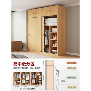 两推三衣柜PNJ家用卧易室小户型木质拉门出租房用儿童大门容量简