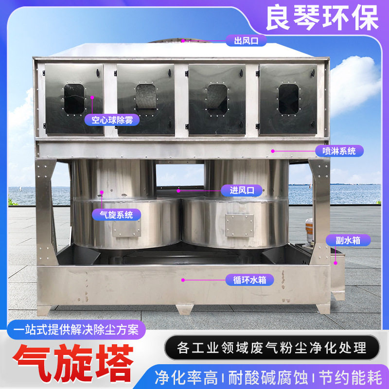 不锈钢气旋喷淋塔废臭气漆雾喷漆净化处理环保设备方形旋流塔