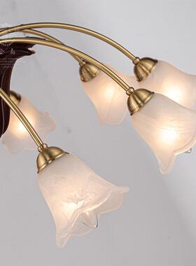 法中古式V式intage复古花83261朵吊灯美简民宿全铜约客厅卧室餐厅