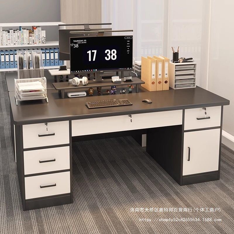 实木电脑桌台式家用书桌简约带抽屉写字桌办公桌可放主机电竞桌子