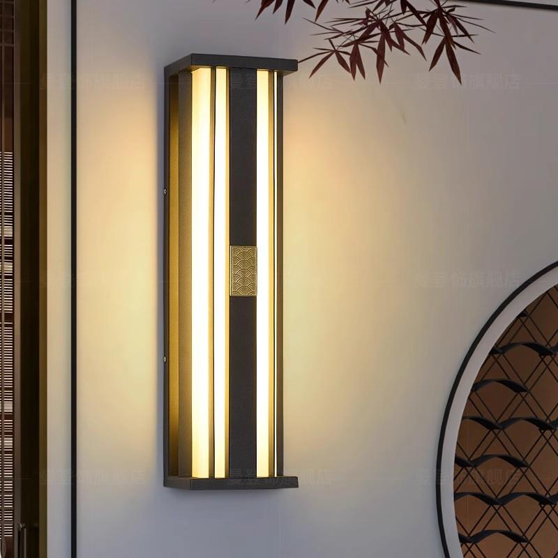 别墅大门口户外壁灯太阳能防水室外花园外墙庭院灯中式柱子铜壁灯