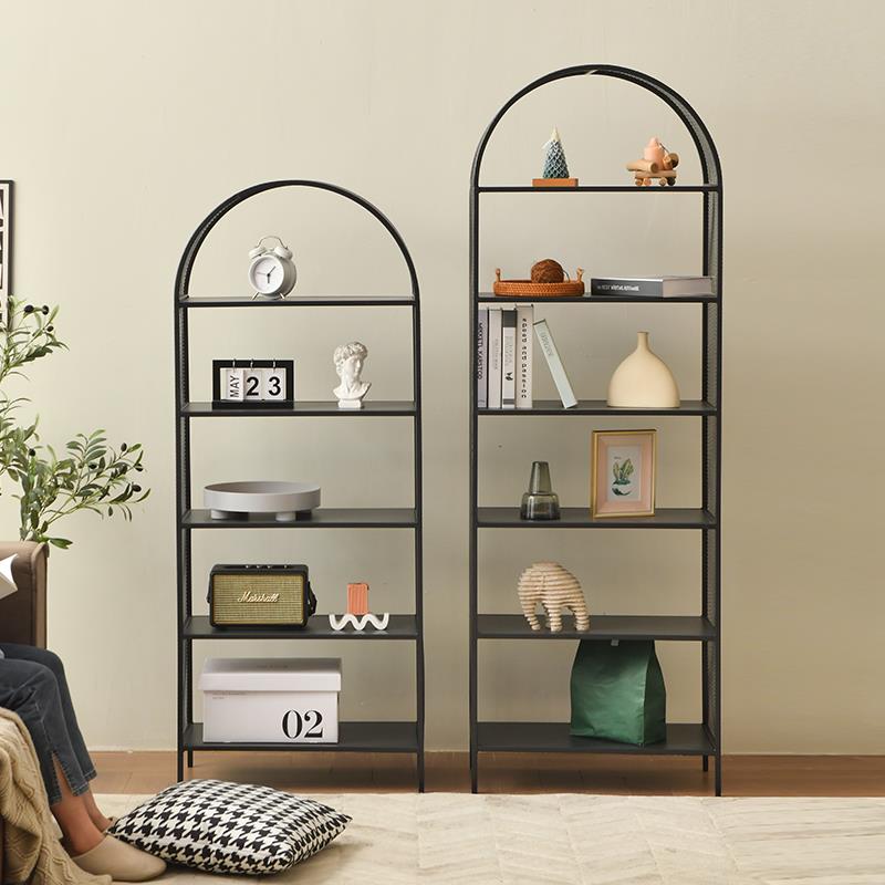 8Vins书架家用置物架小户型落地铁艺书柜办公室收纳柜子黑色可定