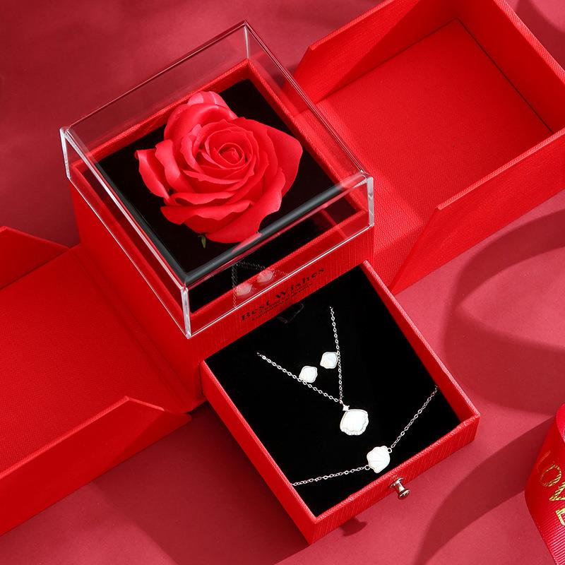 七夕情人节礼物送女友925一周耳钉套装礼盒高级感实用生日礼物女