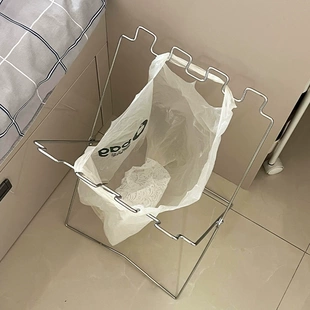 垃圾架不锈钢可折叠简易便携垃圾桶家用厨房专用免弯腰落地收纳架