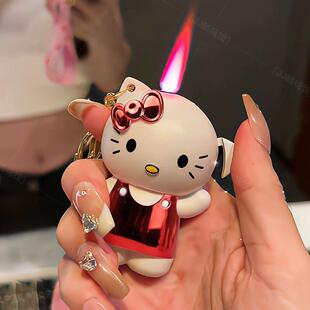 好看的火机手办打火机凯蒂猫可爱卡通网红挂件充气粉色火焰送闺蜜