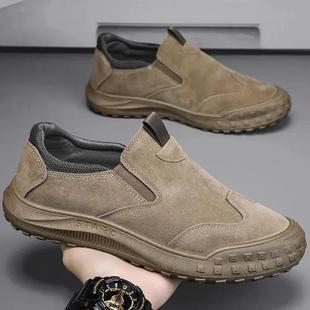 劳保男鞋春季工地干活运动防滑耐磨男款鞋子一脚蹬休闲工作布鞋