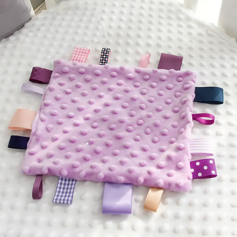 嬰兒豆豆絨標簽安撫巾可入口啃咬